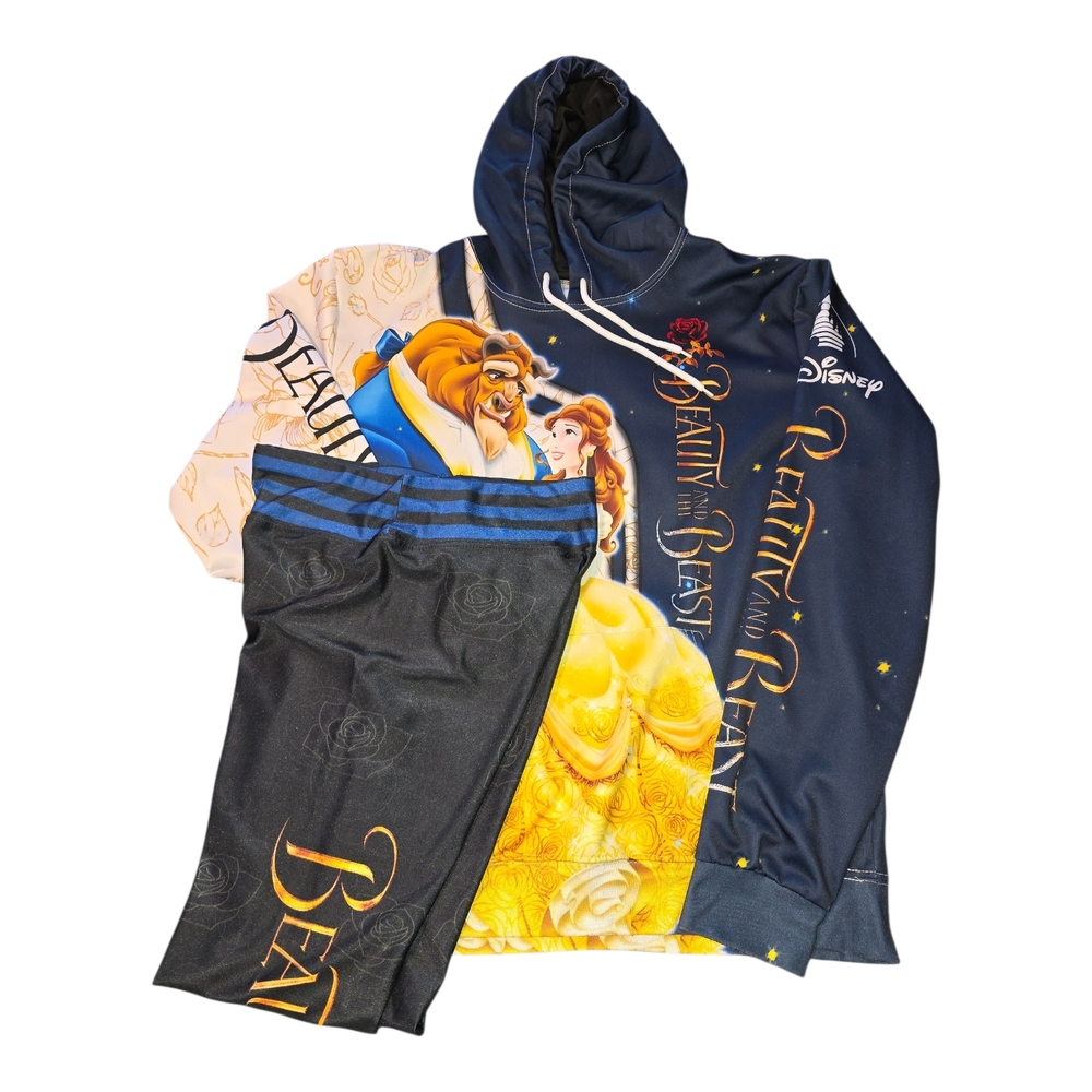Disney Beauty and the Beast Hoodie and Pants Set - Navy, Yellow, Black - Picture 1 of 11